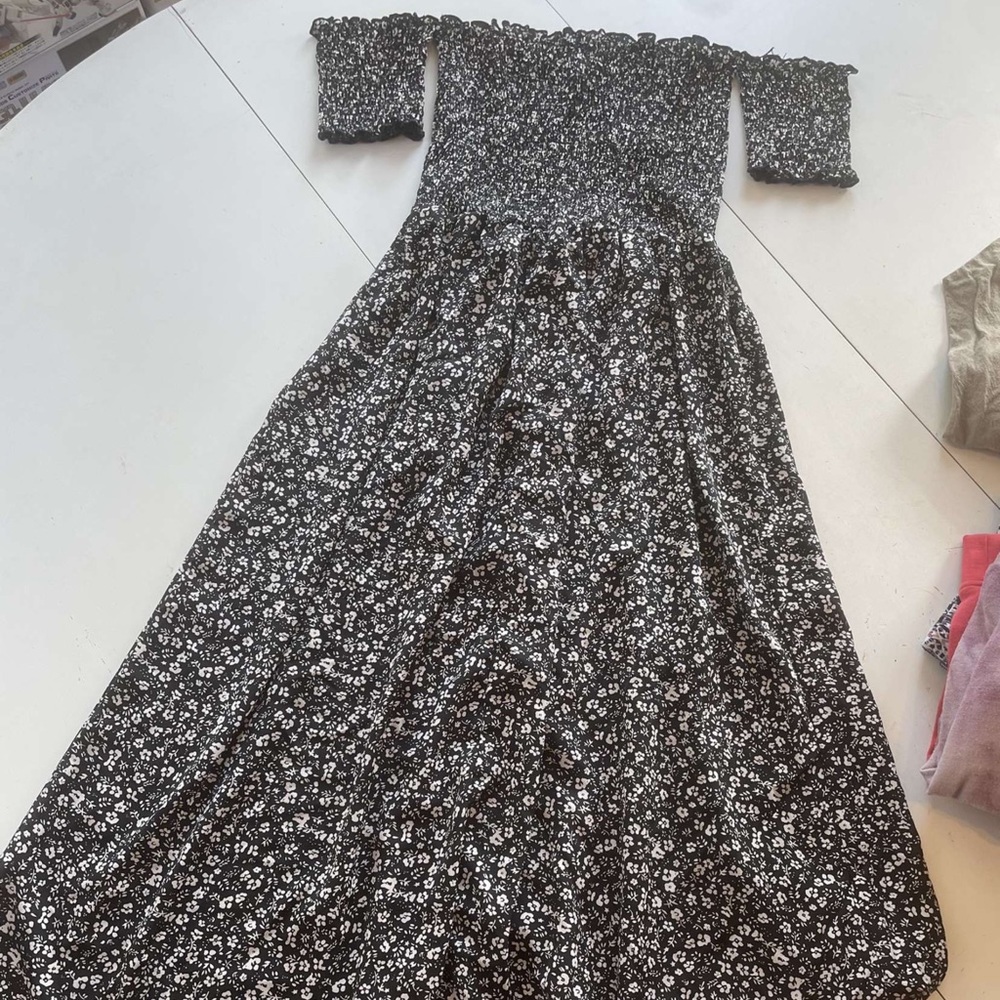 black and white floral dress
